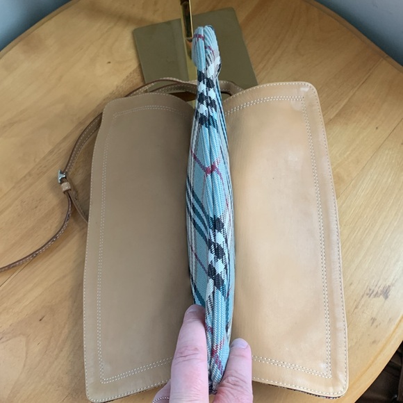 Burberry London Blue Label Blue Nova Check Canvas Leather Crossbody Bag VGUC - Picture 4 of 16